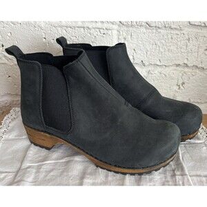 Sanita Clog Boots Women's EU 40 US 10 Charcoal Distressed Wooden Heel